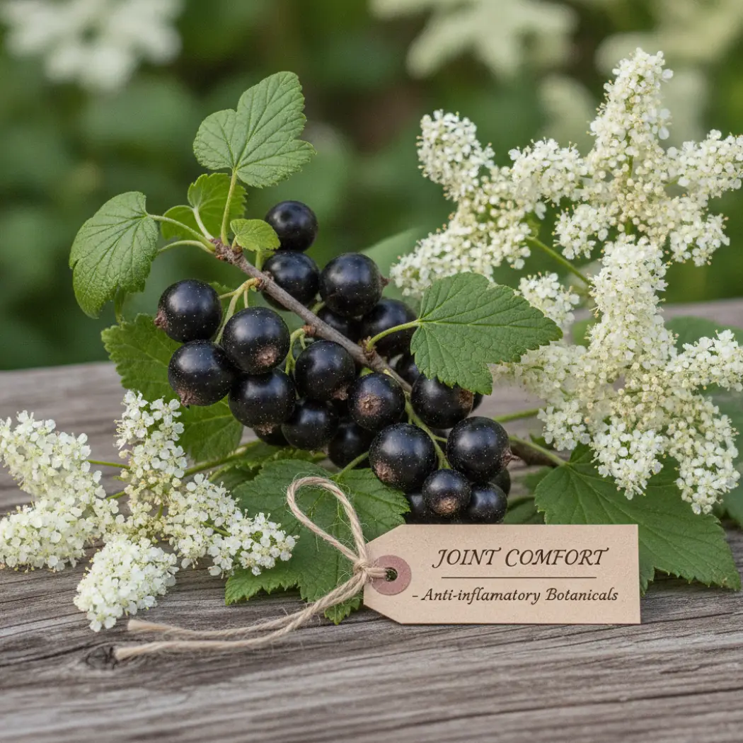 Cassis et reine des prés, plantes anti-inflammatoires du Complexe Souplesse Articulaire NaturoVet