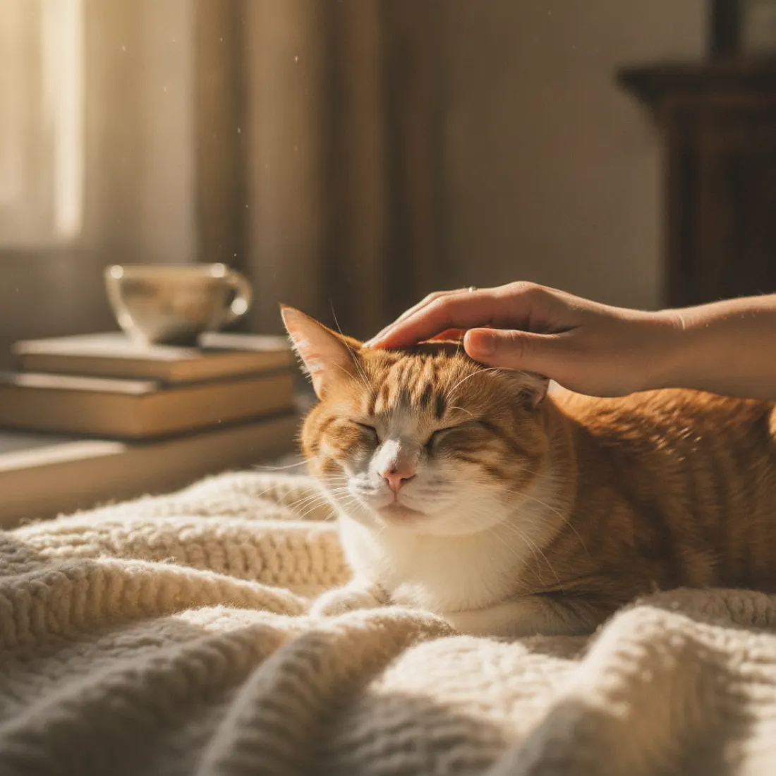 Chat senior soigné avec douceur, accompagnement de l'insuffisance rénale chronique par l'alimentation eBARF