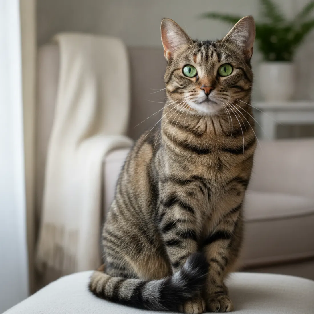 Chat en pleine vitalité au pelage brillant, soutenu par les multivitamines Animigo