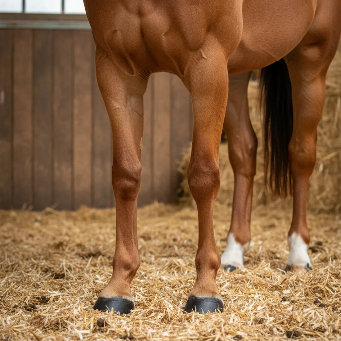 Membres et articulations d'un cheval en bonne santé, soutenus par Chondro+ d'ESC Laboratoire