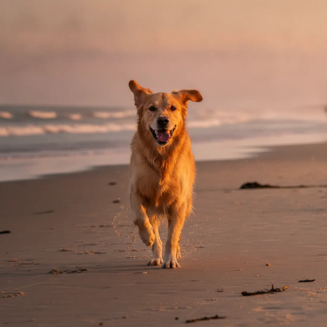 Chien actif courant librement, mobilité articulaire soutenue par Sunfide Articulations