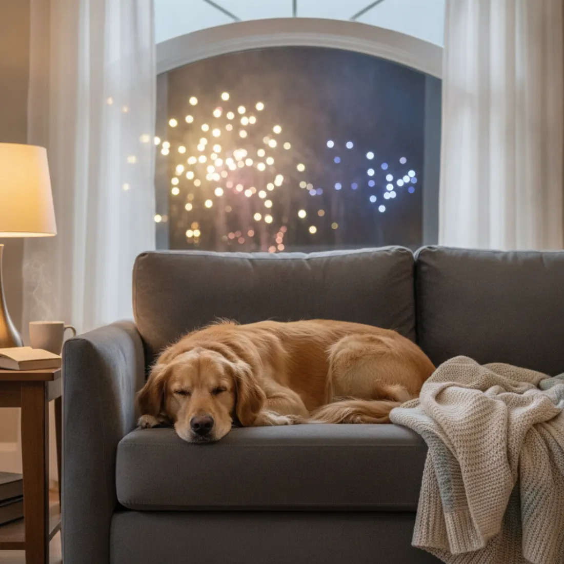 Chien calme pendant les feux d'artifice grâce à Zylkene