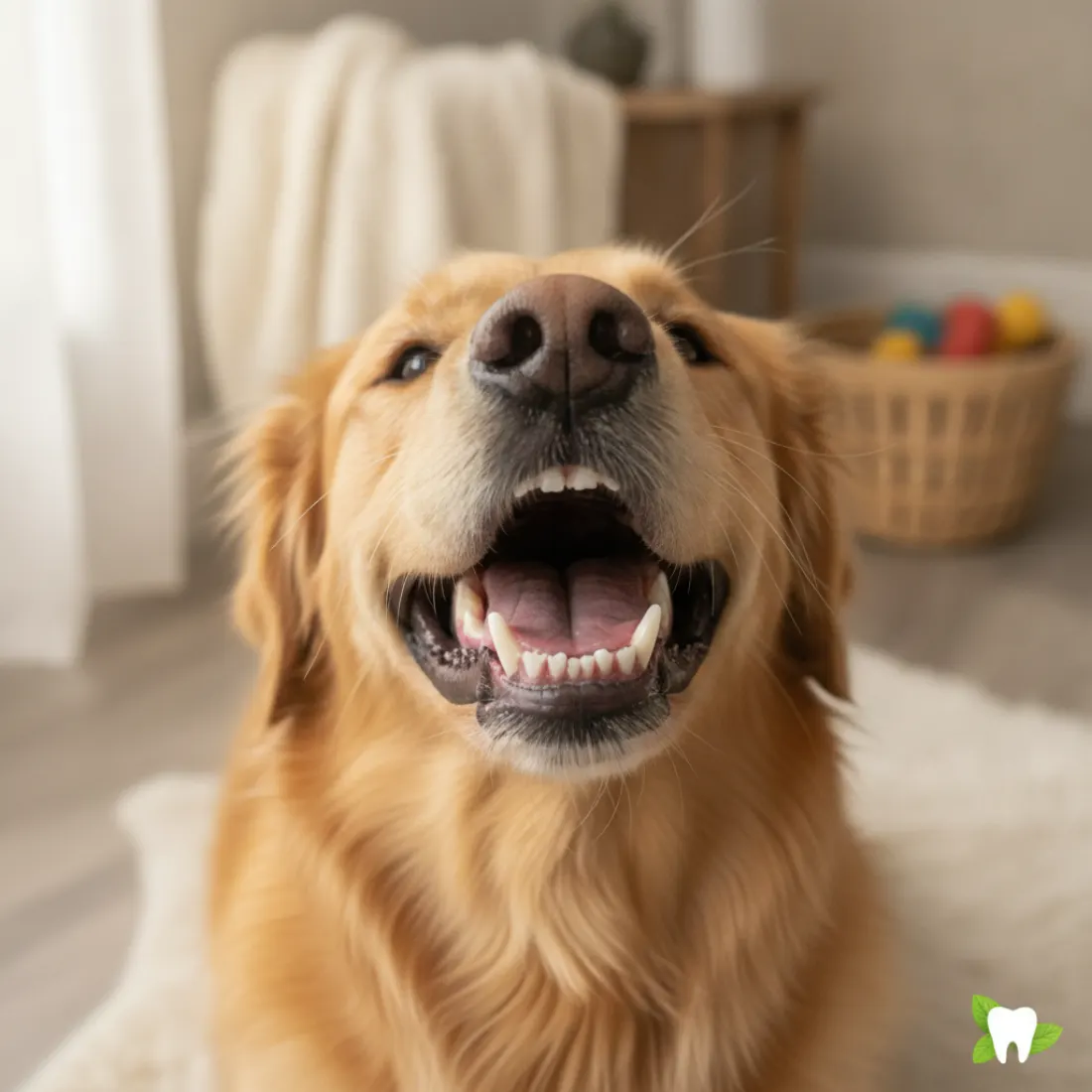 Chien aux dents propres et à l'haleine fraîche grâce à Woofilab Santé Dentaire