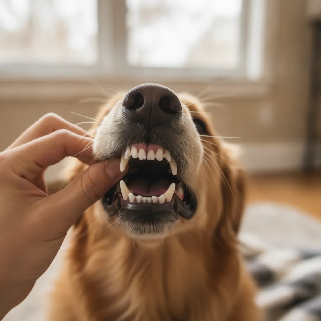 Dents et gencives saines d'un chien grâce au Spray Dentaire Everly