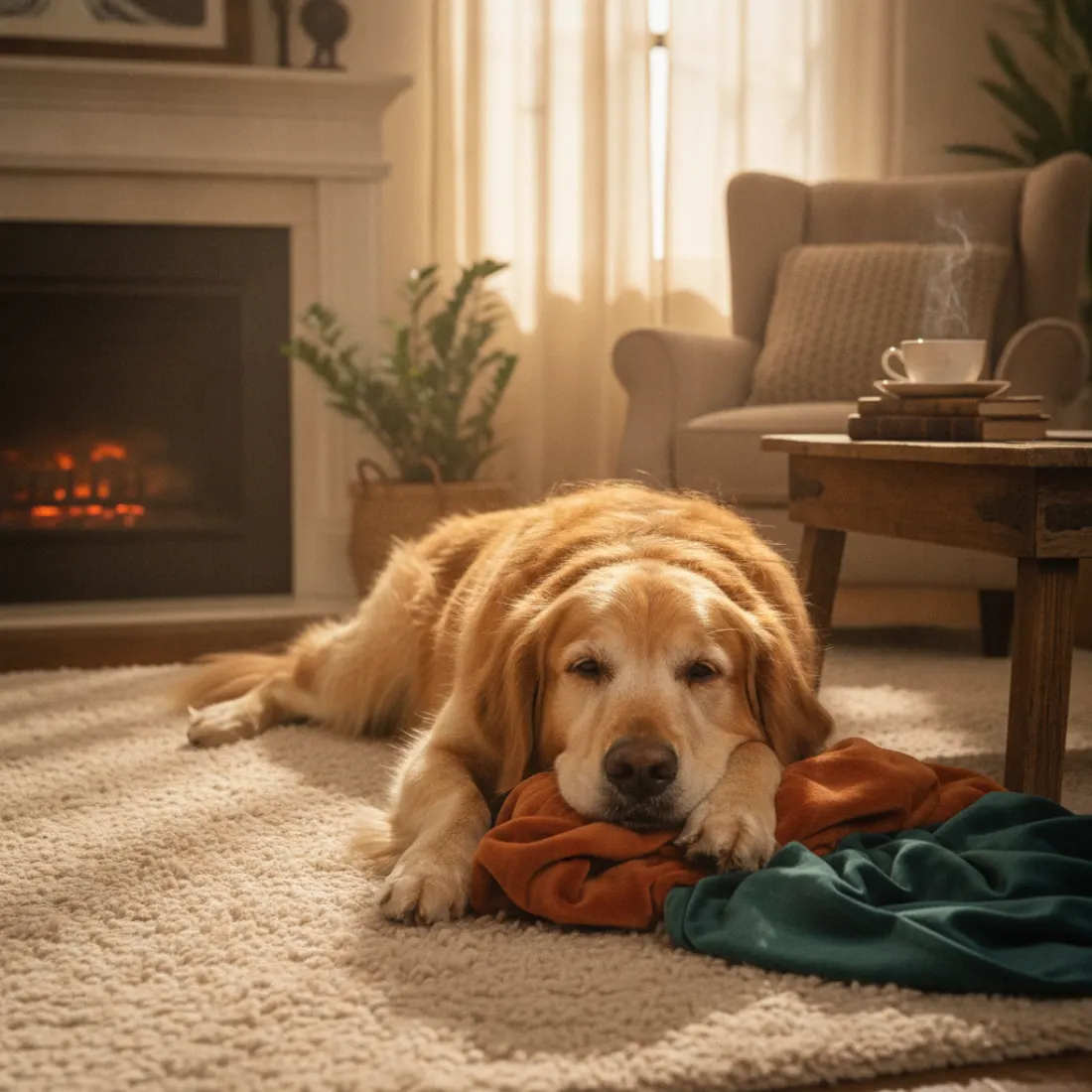 Chien détendu et apaisé naturellement grâce aux Just Russel Calming Bites anti-stress