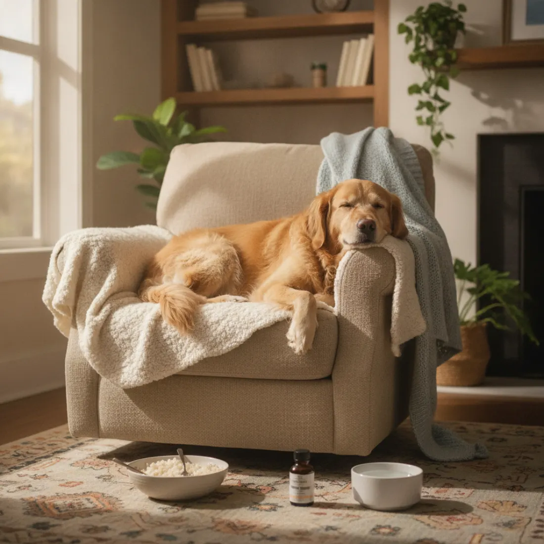 Chien à la digestion apaisée après une diarrhée, soutenu par Pro-Kolin Advanced
