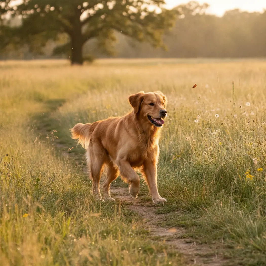 Chien de grande taille au confort articulaire soutenu par Goldenmask Bien-être