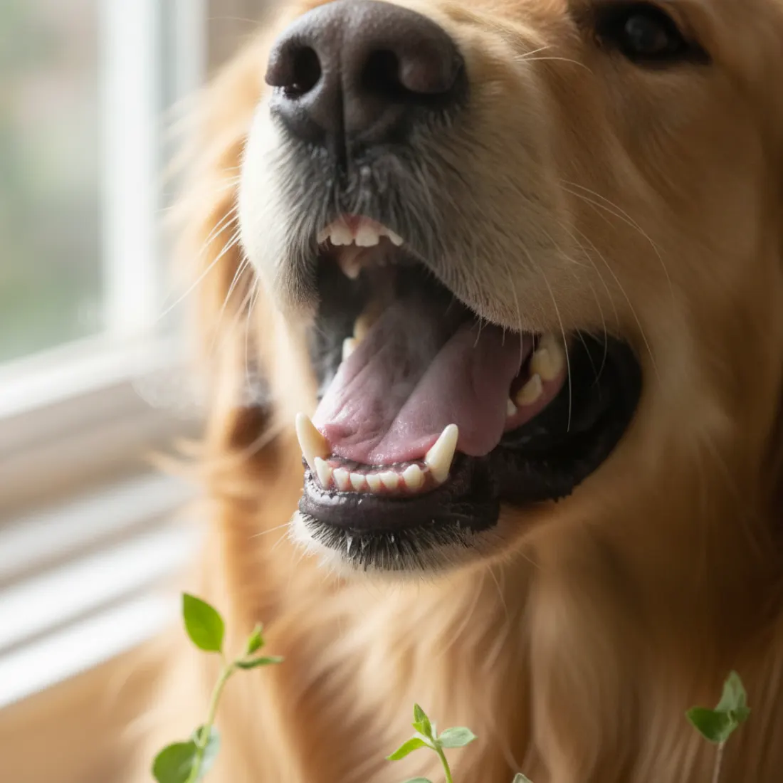 Chien à l'hygiène buccale soutenue par la poudre dentaire Peticare PetDog
