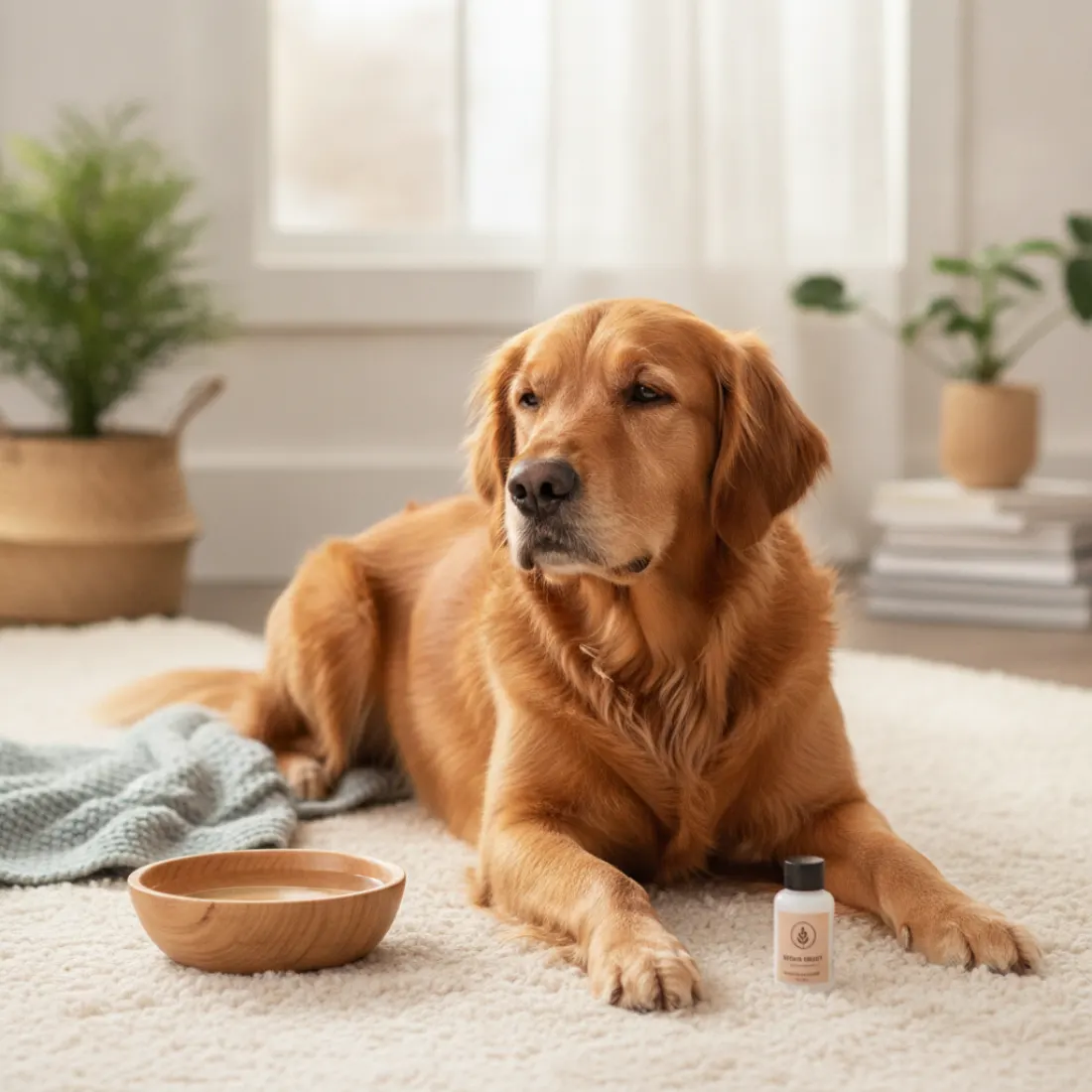 Chien à la peau apaisée qui ne se gratte plus, soutenu par Balto Démangeaisons