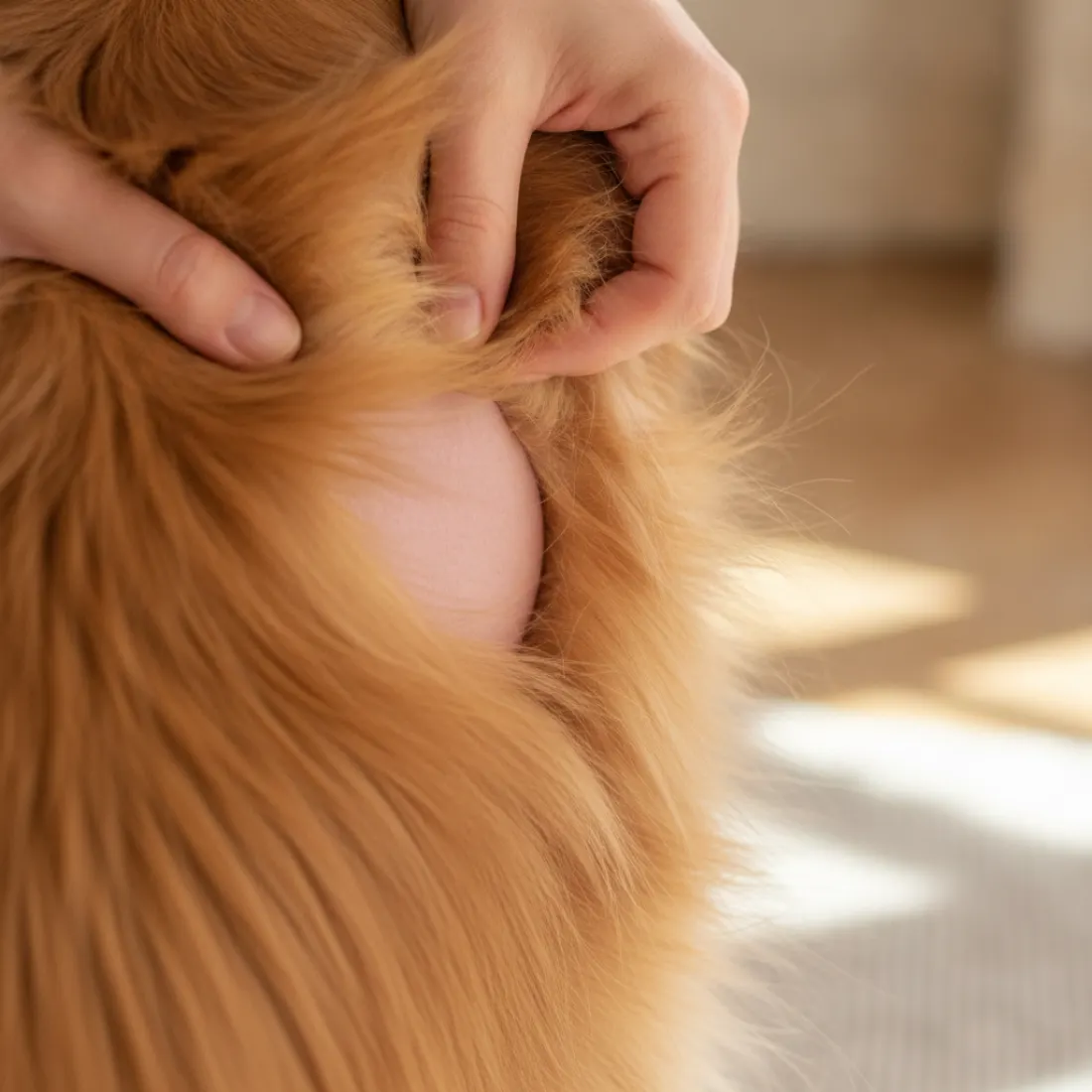 Peau saine d'un chien sous le poil, barrière cutanée soutenue par Just Russel Skin & Coat Boost