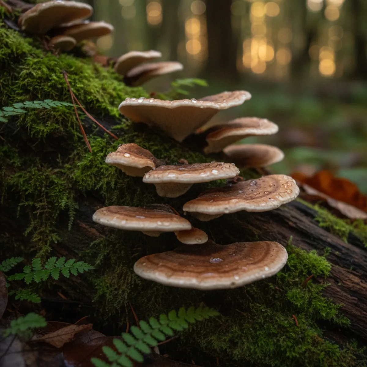Champignon Turkey Tail (Trametes versicolor, queue de dinde) aux bandes concentriques, actif du complément immunité pour chien
